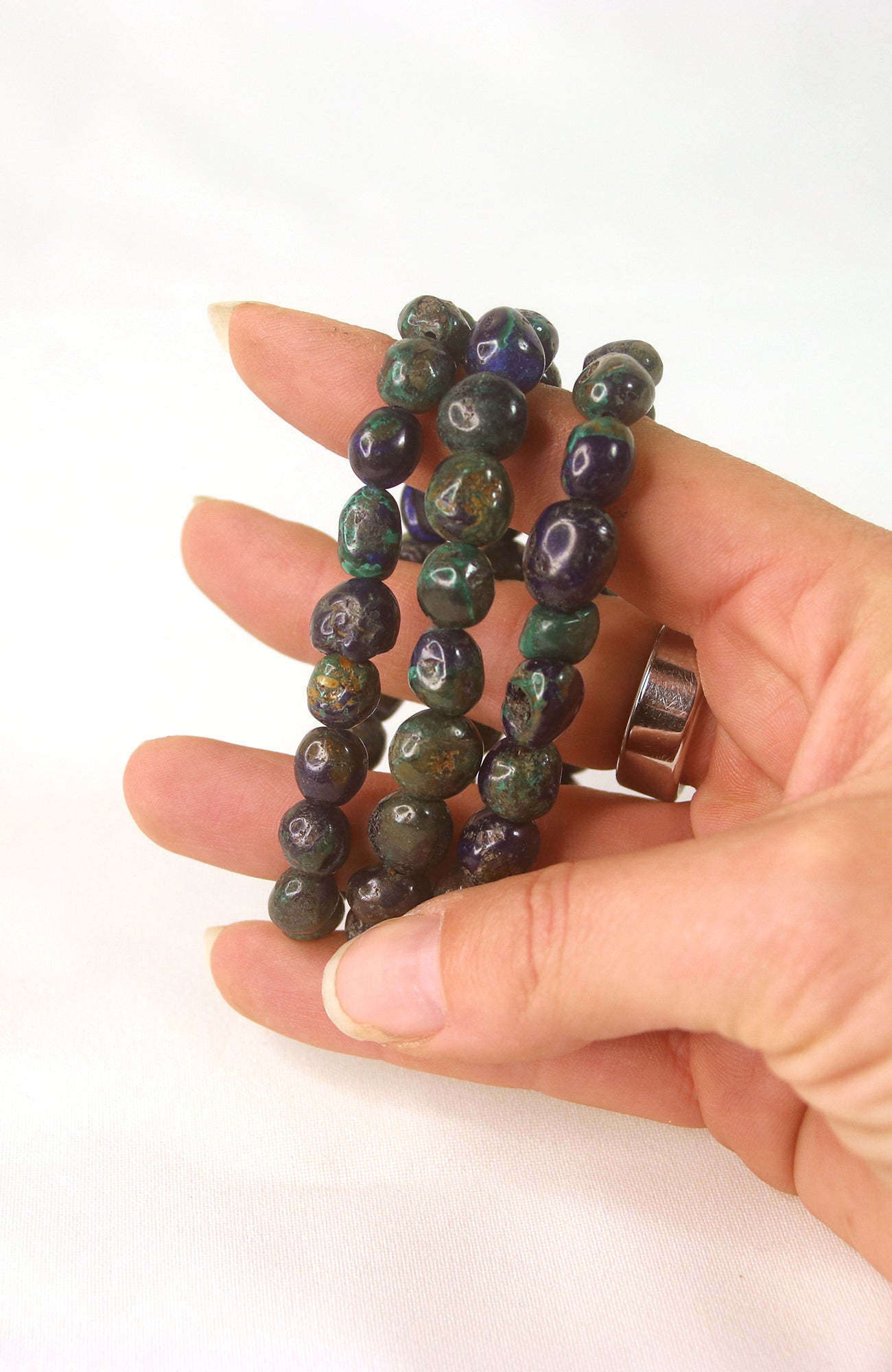 Azurite Malachite 8-10mm Nugget  Bracelet